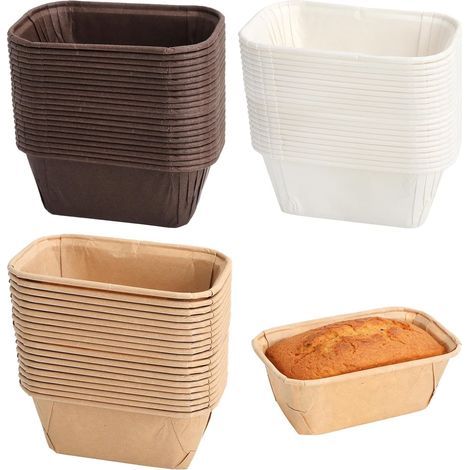 150 Pièces Moule Mini Cake Moules à Gâteaux Jetables, Rectangulaires en Papier Antiadhésif, Mini Plat de Cuisson pour Plumcake, Gâteaux, Muffins,Tartes, Petit Pains 8 4 4cm (1/5)