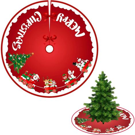 (90cm)Jupe de Sapin de Noël, Cache Pied de Sapin de Noël Couverture d'arbre de Noël Tapis de Sapin de Noël Christmas Tree Skirt Décorations de Noël (1/5)
