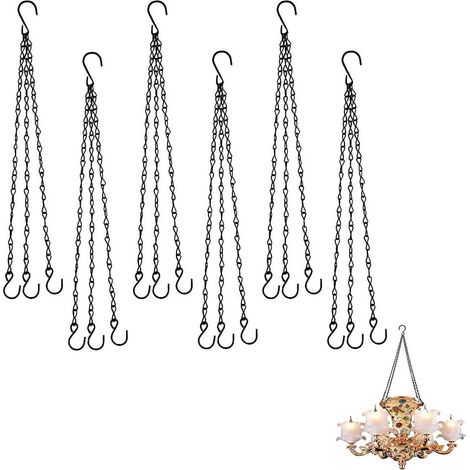 pièces chaîne de suspension de pot de fleur chaîne de suspension en fer chaîne de panier suspendu en métal avec crochets en S pour jardinières (1/5)