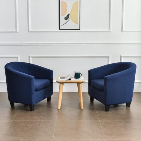 Housse de canapé club chair, housse de canapé bain rond (bleu marine) (1/4)