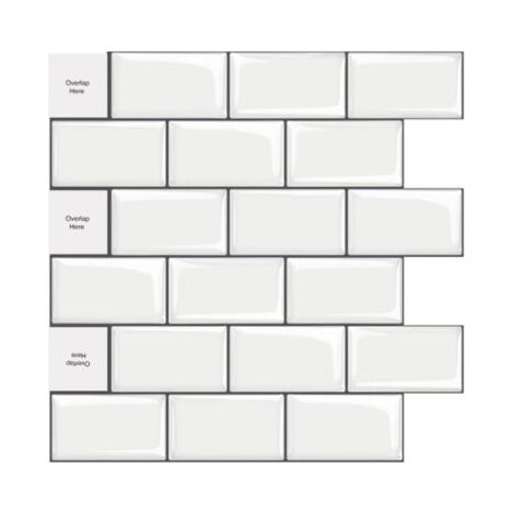 30x30cm 3D Aufkleber Selbstklebend 10er Pack PVC Wanddekoration Schiefer Optik Fliesenaufkleber Set mit Weiß-Schwarz Design für Küchenfliesen Badezimmer (1/5)