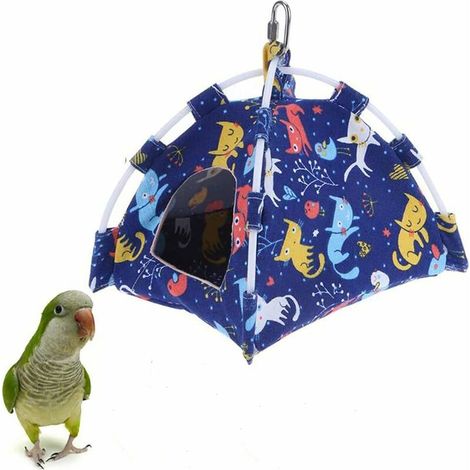 Nid suspendu en forme de balançoire pour perroquet, tente triangulaire chaude et lavable pour animaux de compagnie (perruche, cacatoès, canari), jouet pour cage, taille M (1/4)