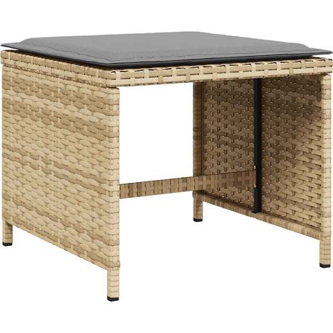 Garden Stools with Cushions 4 pcs Mix Beige 41x41x36 cm Poly Rattan vidaXL (1/5)