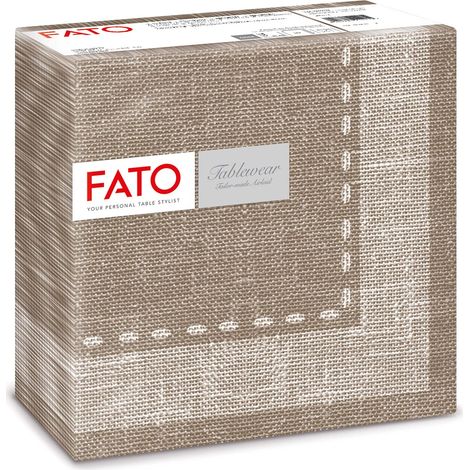 FATO - Tovaglioli in Carta a secco, Airlaid, Effetto Tessuto, Confezione da 50 tovaglioli, Formato 40x40 piegato in 4, Decoro Cachemire Caffe (1/5)