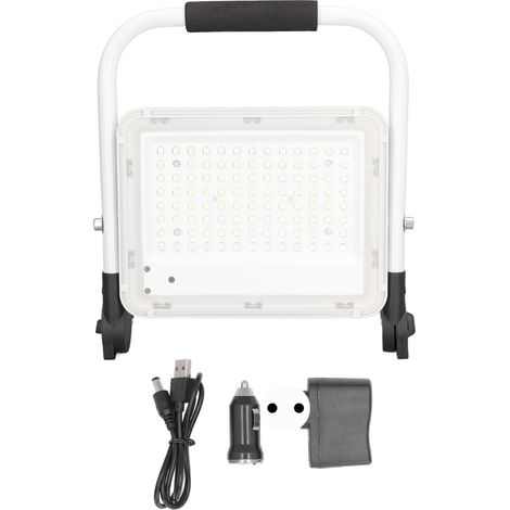 100 W, 9000 lm, 120° faltbarer, tragbarer und wiederaufladbarer LED-Fluter (IP65), AC 100–240 V, Baustellenleuchte mit EU-Stecker