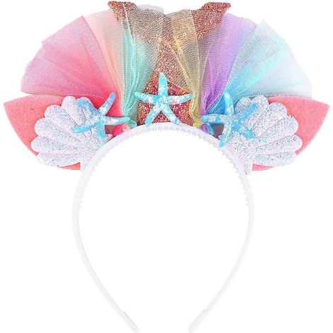 Rosa Meerjungfrauen-Haarreif mit Muschel-Chiffonblumen-Verzierung, kreatives Kopfschmuck-Accessoire-2222CM (1/2)