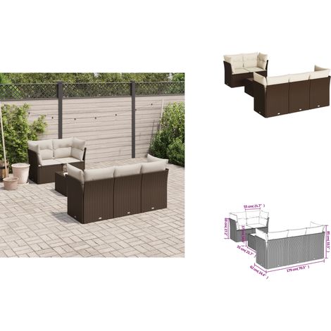 6-tlg. Garten-Sofagarnitur mit Kissen Braun Poly Rattan - Garten Sofagarnitur - Garten Sofagarnituren - Outdoor Sofagarnitur - Sofagarnitur Terrasse