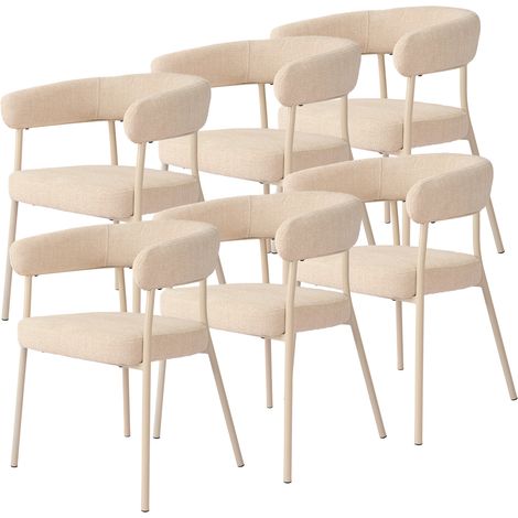 Juego de 6 sillas de comedor Huk textil metal 78x57x56 cm - Beige (1/5)