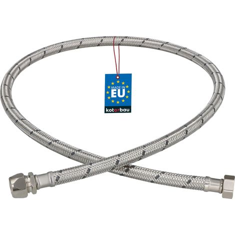 KOTARBAU® Flexible Robinet 3/8" x 3/8" - Tuyau Robinet Cuisine 100 cm - Écrou Tournant x Raccord à Sertir - Rallonge Robinet Cuisine Flexible - Tuyau Flexible Plomberie - Acier Inoxydable - Argent (1/4)