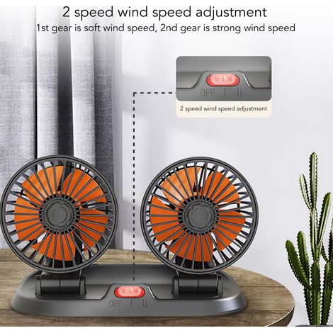 Ventilateur de voiture à double tête réglable avec connecteur allume-cigare, circulateur d'air multifonction pour véhicules 24 V (1/5)