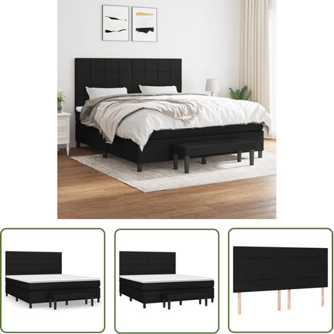 The Living Store Boxspringbett mit Matratze Schwarz 160x200 cm Stoff - Boxspringbett - Doppelbett - Schlafraum - Bettgestell - Bettenrahmen (1/5)