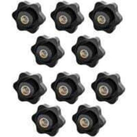 M6 Tightening Knob, Star Nut, M8 Tightening Nut, Knurled Thread Tightening Knob, Star Head Tightening Knob Nuts, for Mechanical, Industrial, Furniture, Equipment, 10 Pack (1/4)