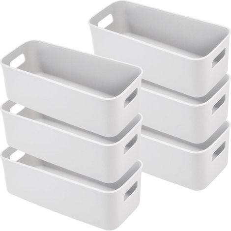 6er Set schmale Aufbewahrungsboxen mit Griffen, 30cm, Grau (1/5)