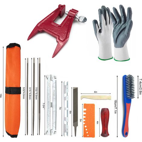 Ensemble représenté sur la figure C Ensemble de 10 pièces comprenant une lime en tissu, une lime pour tronçonneuse, une trousse à outils, une lime pour tronçonneuse électrique, une lime pour tronçonne (1/5)