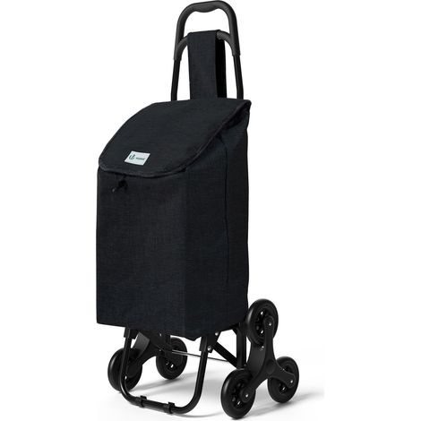 VOUNOT Carrello Spesa Pieghevole con 3 Ruote per Saliscale, 32 L, Nero Oxford