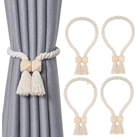4 Pièces Embrasses de Rideaux,Attache Rideaux, Supports de Rideaux en Coton tressé à la Main, Embrasses Rideaux Décorer pour Bureau, Domicile, Hôtel (1/5)