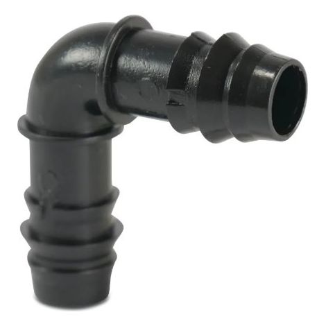 Coude à 90° en POM 20 mm ondulé 4 barres noir
