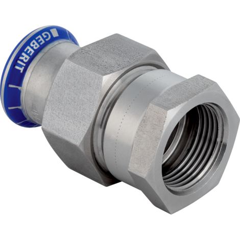 Raccord traversant Mapress en acier inoxydable, sans silicone, avec filetage intérieur, d18 mm x Rp 1/2", ÜA