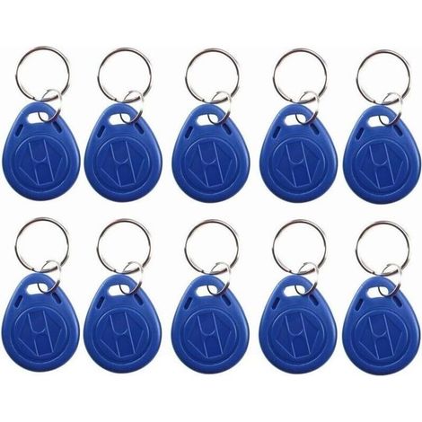 Porte-clés RFID 125 kHz T5577/EM4305 inscriptible, accès sécurisé, bleu (10) (1/4)