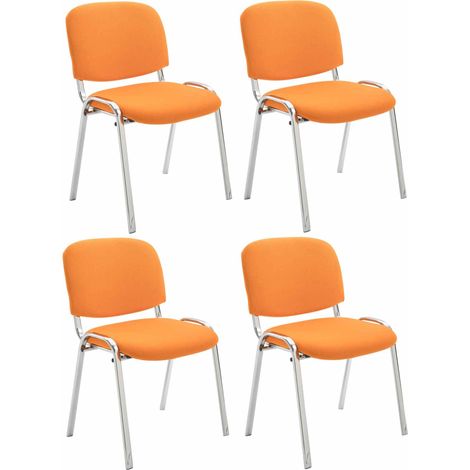 Set di 4 sedie Ken Chrome in tessuto arancione