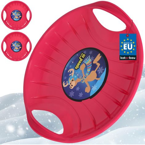 KOTARBAU® 2 pièces Luge - PVC - 60 cm - Luge Enfant - Rose - Sled - Poignées Ergonomiques - et Adulte - Traineau à Neige - Résistant - Facile à Transporter (1/5)