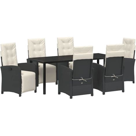 Maison Exclusive - Set da Pranzo per Giardino con cuscino 7 pcs Nero polyrattan