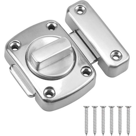 Loquet de Porte en Alliage de Zinc, Serrure de Sécurité Silencieuse, Verrou à Pêne pour Toilette, Salle de Bains et Chambre, avec 6 Vis de Fixation, Garniture de Porte Résistante (1/5)