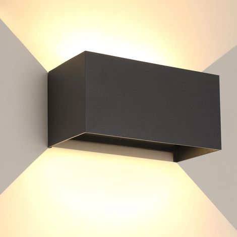 Applique murale LED 24 W, éclairage d'extérieur et d'intérieur, étanche IP65, moderne, en aluminium, faisceau réglable, noir, lumière chaude 3 000 K [Classe énergétique E]