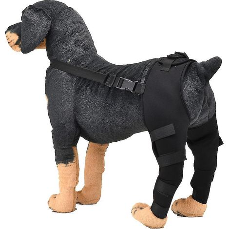 Coussinets de protection pour coudes et pattes arrière de chien, genouillères réglables, support de patte - Taille XS - Noir (1/5)