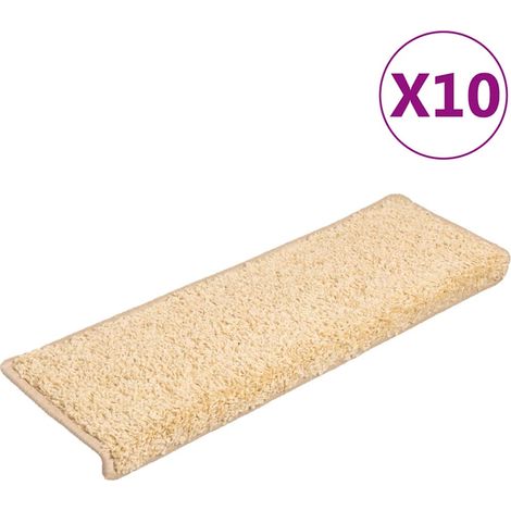 Maison Exclusive - Tapis d'escalier 10 pièces 65 x 21 x 4 cm Crème Bord rectangulaire (1/5)