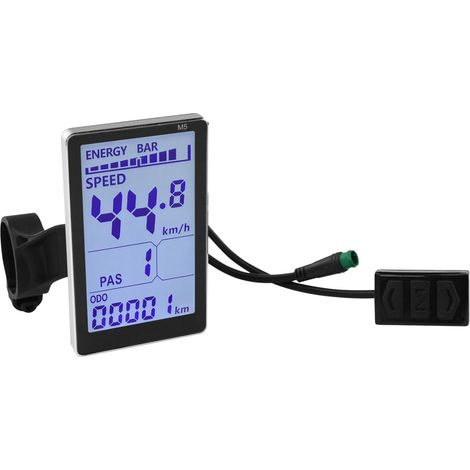 Pantalla LCD para bicicleta eléctrica, pantalla LCD para bicicletas eléctricas de 24V, 36V, 48V y 60V, conector de 5 pines con enchufe impermeable, panel de visualización para patinete eléctrico (1/5)