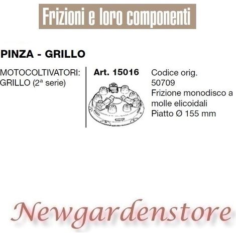 Frizione monodisco motocoltivatore GRILLO 2 serie 15016 PINZA GRILLO piatto 155