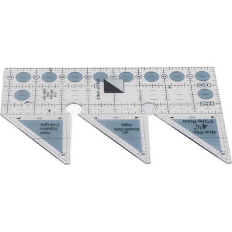 Règle de coupe triangulaire 45/60/90 degrés en acrylique transparent antidérapant, double graduation, guide de précision pour patchwork et couture (1/5)