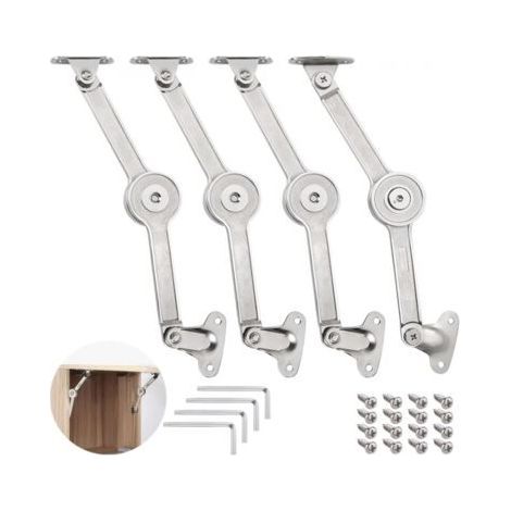 Set of 4 Pcs Lid Support Hinge, 0-110° Adjustable Lid Support Hinge, Soft Close Lid Support Hinge with Screws and Allen Key (1/5)