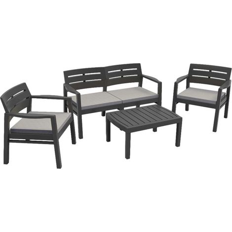 Salon de jardin Ensemble Java S3 + 2F2 + 1TB Anthracite Wilsa Garden (1/2)