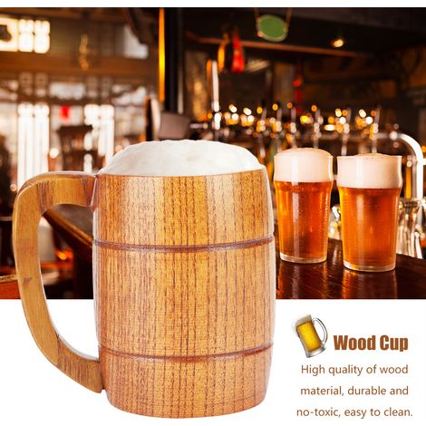Tasse classique en bois massif naturel, tasse à thé, chope à bière, collection cadeau