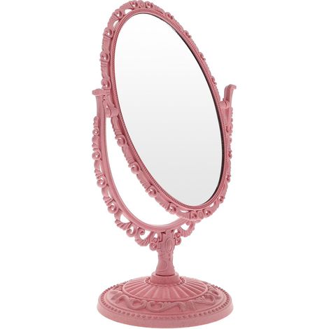miroir de maquillage ovale rose de style gothique rotatif à
