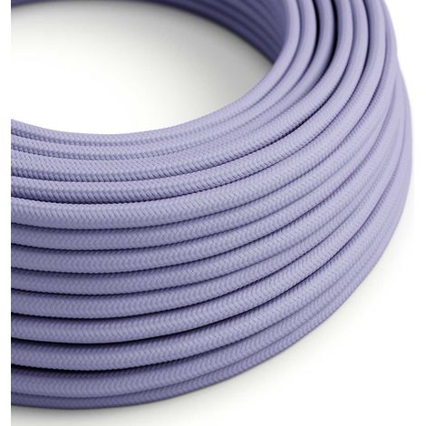 Creative-Cables Cavo elettrico rivestito in tessuto, 2 x 0,75 mm², 50 m, Lavanda RM07, Rotondo, effetto seta