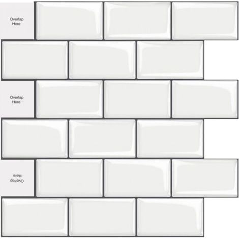 ZVD 30x30cm 3D Stickers Autocollants Lot de 10 PVC Décoration Murale Ardoise Adhésifs Sticker Set avec Carreau Blanc-Noir Design pour Carrelage de Cuisine Salle de Bain (1/4)