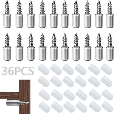 36Pcs Taquet Etagere,Chevilles de Support D'étagère,Taquets pour Etagères Chevilles,Support d'Étagère Étagère Broches Cheville,Vis Autotaraudeuses Support Stratifié,pour Meubles,Bookcase,Armoire (1/5)