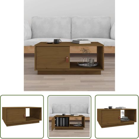 The Living Store Couchtisch Honigbraun 80x50x35,5 cm Massivholz Kiefer - Esszimmertisch - Holzmöbel - Couchtisch - Wohnzimmertisch - Kiefernholzmöbel (1/5)