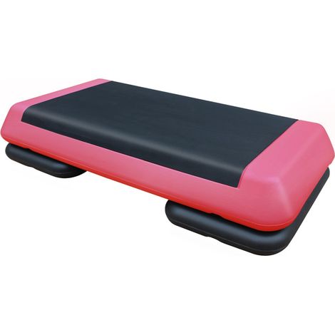 Steps d'aérobic et de fitness réglable-Plateforme exercice rouge et noir-2 rehausseurs inclus-76x35x15.5(cm) (1/4)