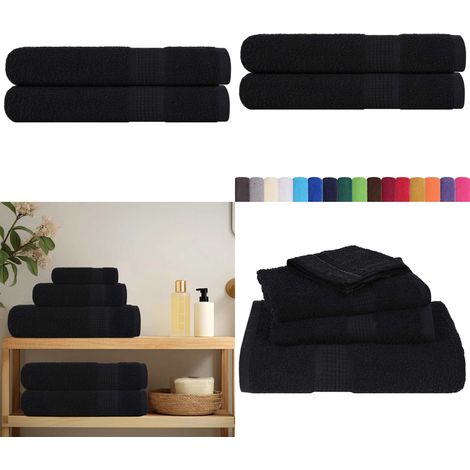 vidaXL Saunatücher 2 Stk. Schwarz 80x200 cm 360 g/m² 100% Baumwolle (1/5)