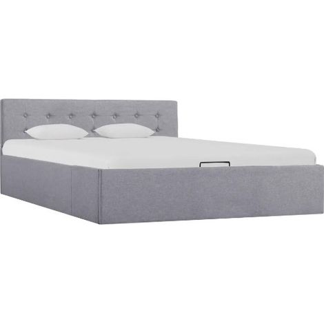 Lit coffre tissu gris clair Rundo 140x200 (1/5)