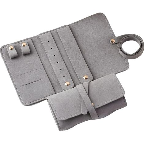 Organizzatore per gioielli, design compatto, scomparti multipli, grigio2 (1/2)