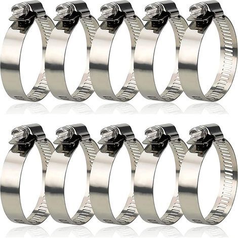 10 Pièces Collier de Serrage Tuyau Réglable 27-51 mm , 304 Collier de Serrage Inox, Métallique, pour tuyau, Home Gaz, Famille Tuyau D'eau, Câble, Robinet, etc (1/5)