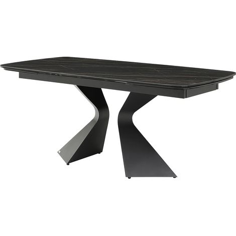 Tavolo da pranzo allun. 6-10px Vetro Ceramica Metallo Effetto marmo Nero - KAJARI della Maison Céphy (1/5)