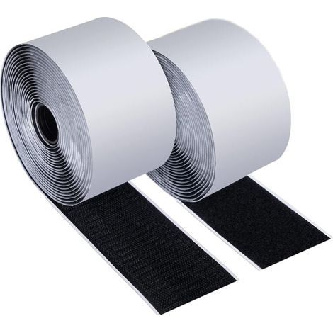 Cinta autoadhesiva de velcro de 5 m x 50 mm – Adhesivo de doble cara extrafuerte – Para diversas superficies – Resistente al agua y sin residuos (1/5)