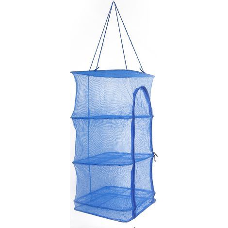 4-stöckiger, faltbarer Wäscheständer aus Netzgewebe mit Reißverschlussöffnung, Blau (1/5)