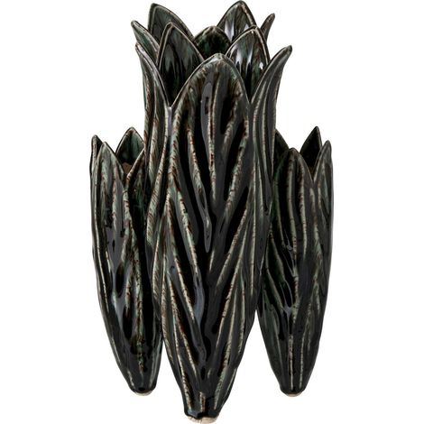 Vase bleu pétrole en poterie sculpturale - bleu pétrole (1/5)